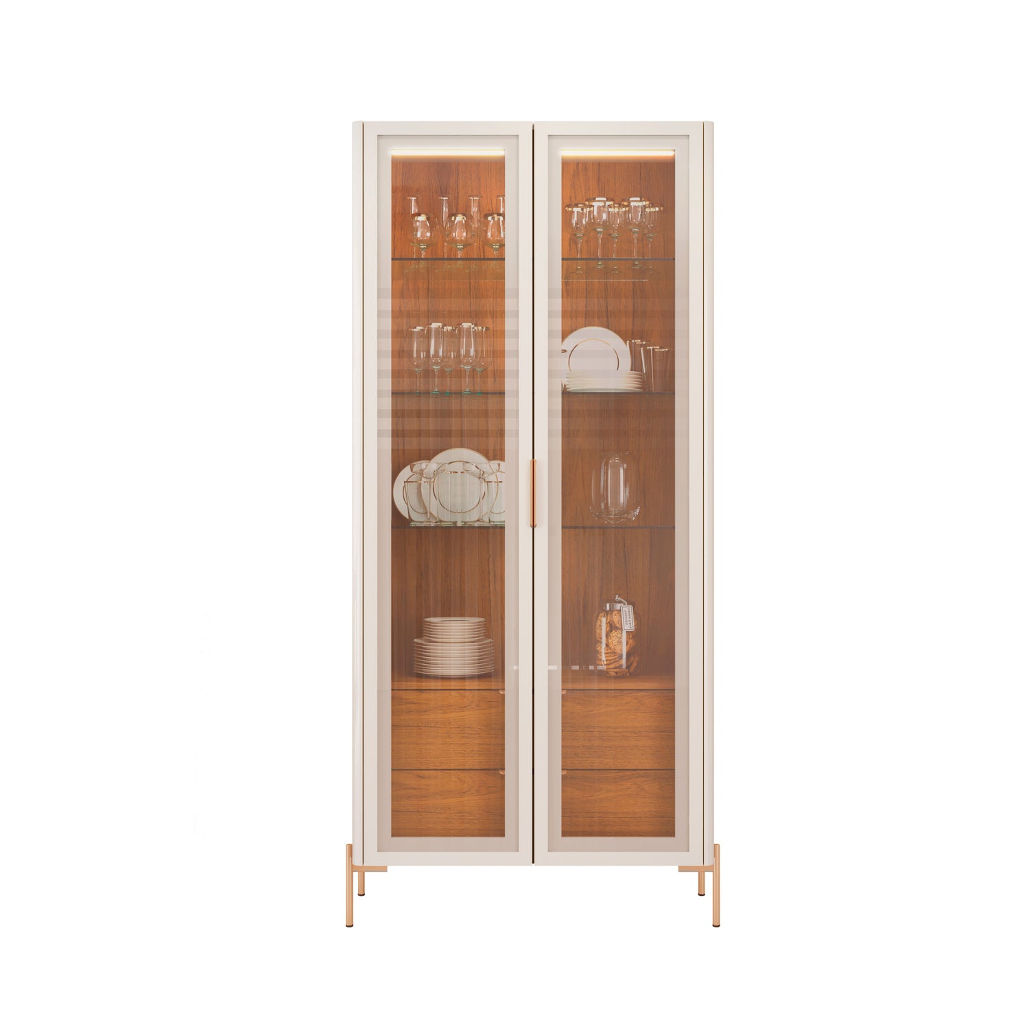 Vitrina Olivia Off White, Natural