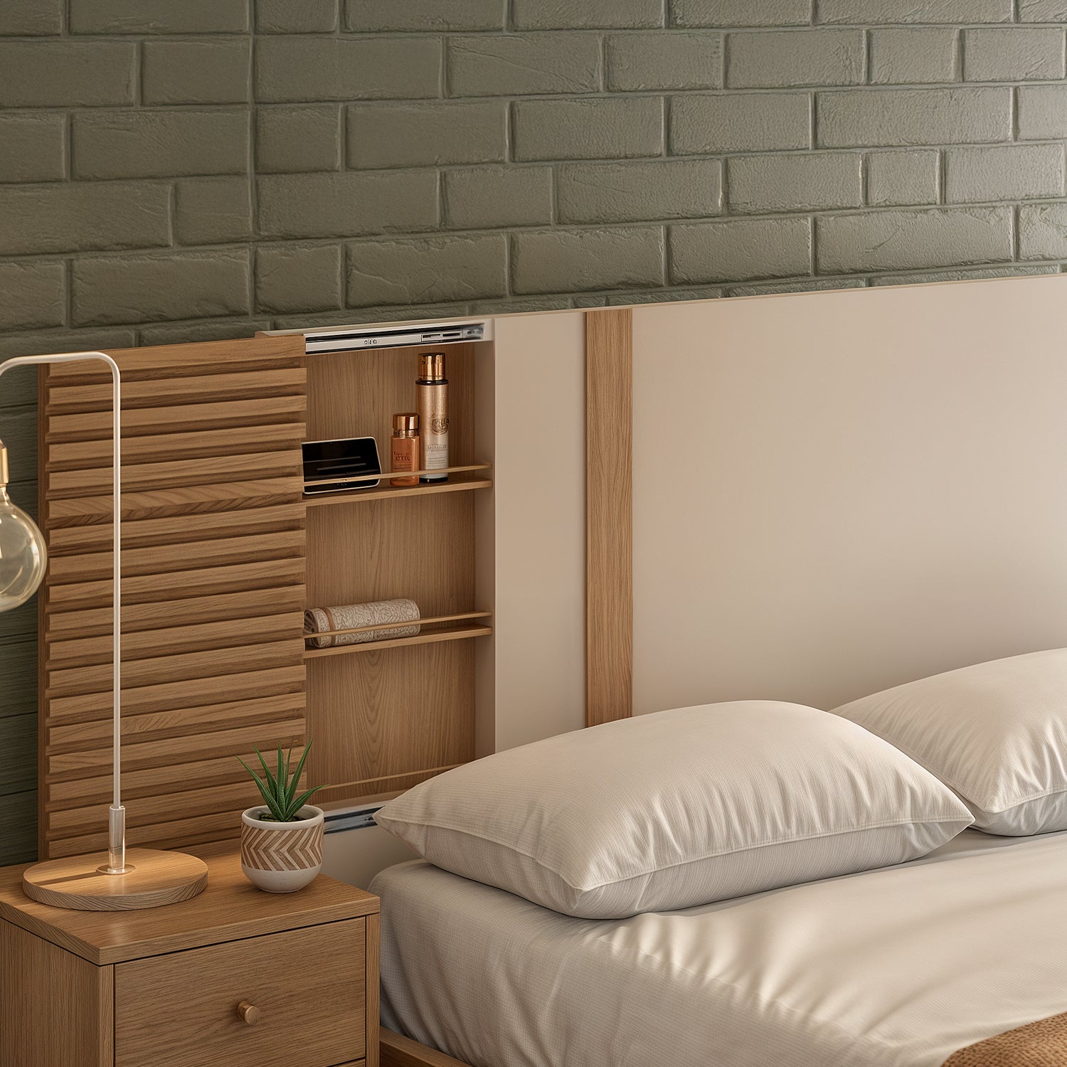 Cama Queen Omega Greige, Natural