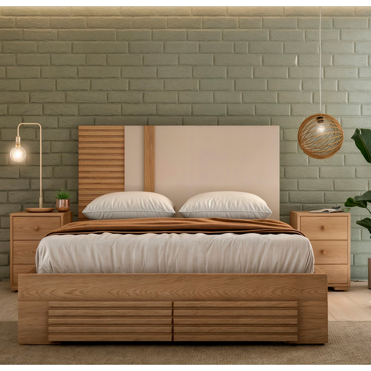 Cama King Omega Greige, Natural