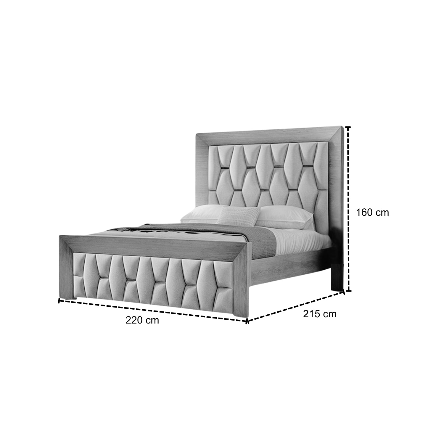 Cama King Mila Beige, Natural