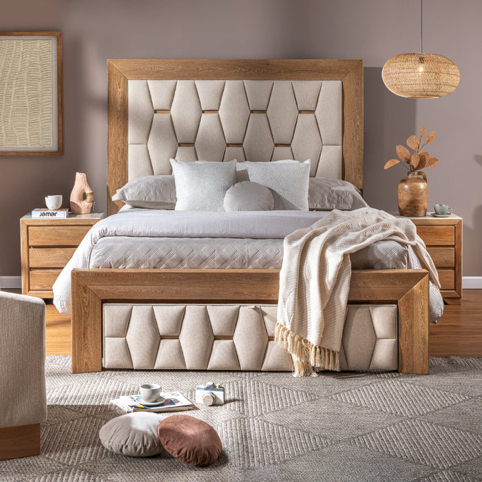 Cama King Mila Beige, Natural