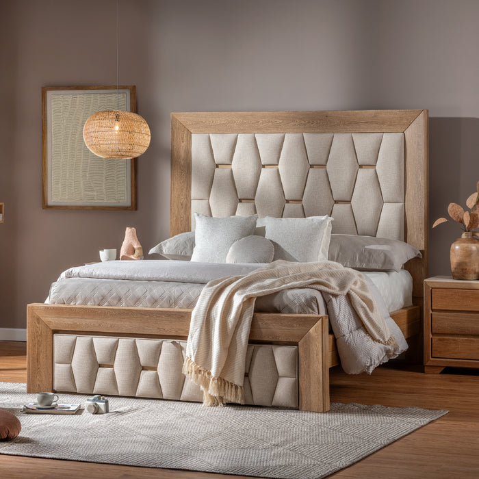 Cama King Mila Beige, Natural