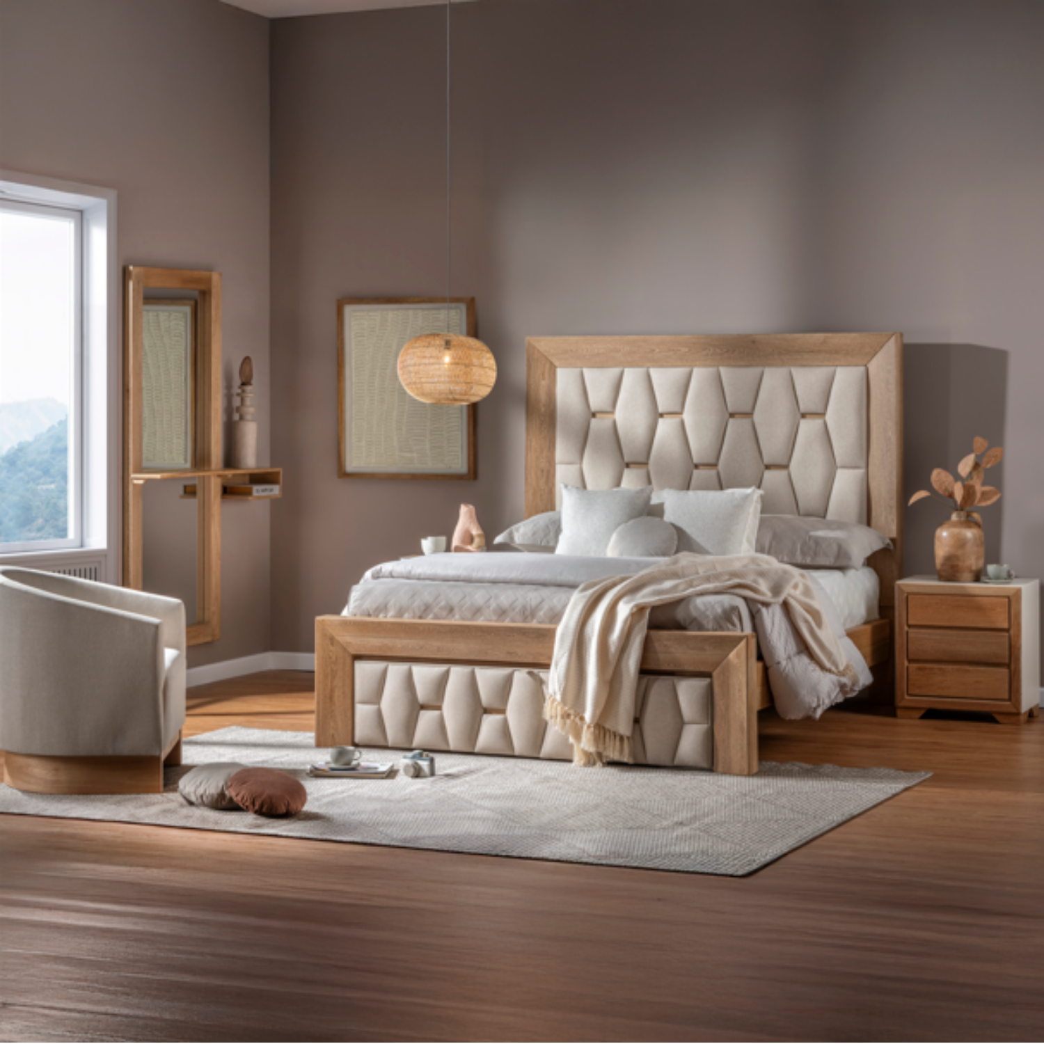 Recámara King Mila Beige, Natural