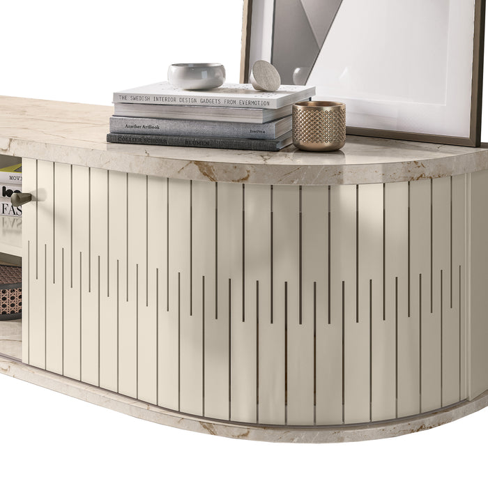 Mueble Tv Flotante Porto Off White, Marmol