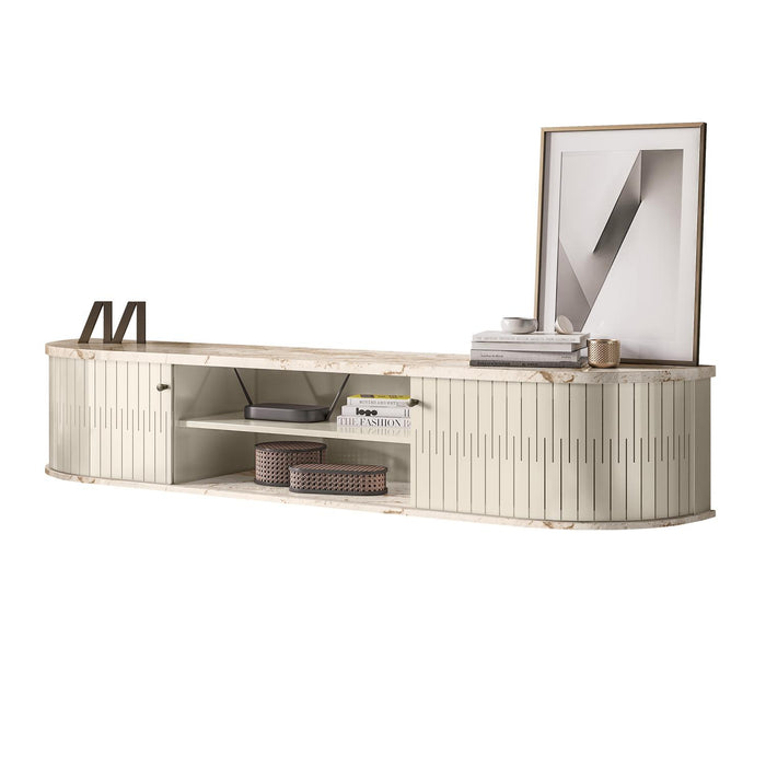 Mueble Tv Flotante Porto Off White, Marmol