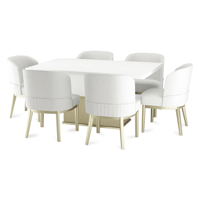 Comedor 6 Puestos Atlanta Eurolino Blanco, Blanco Perla y Champaña