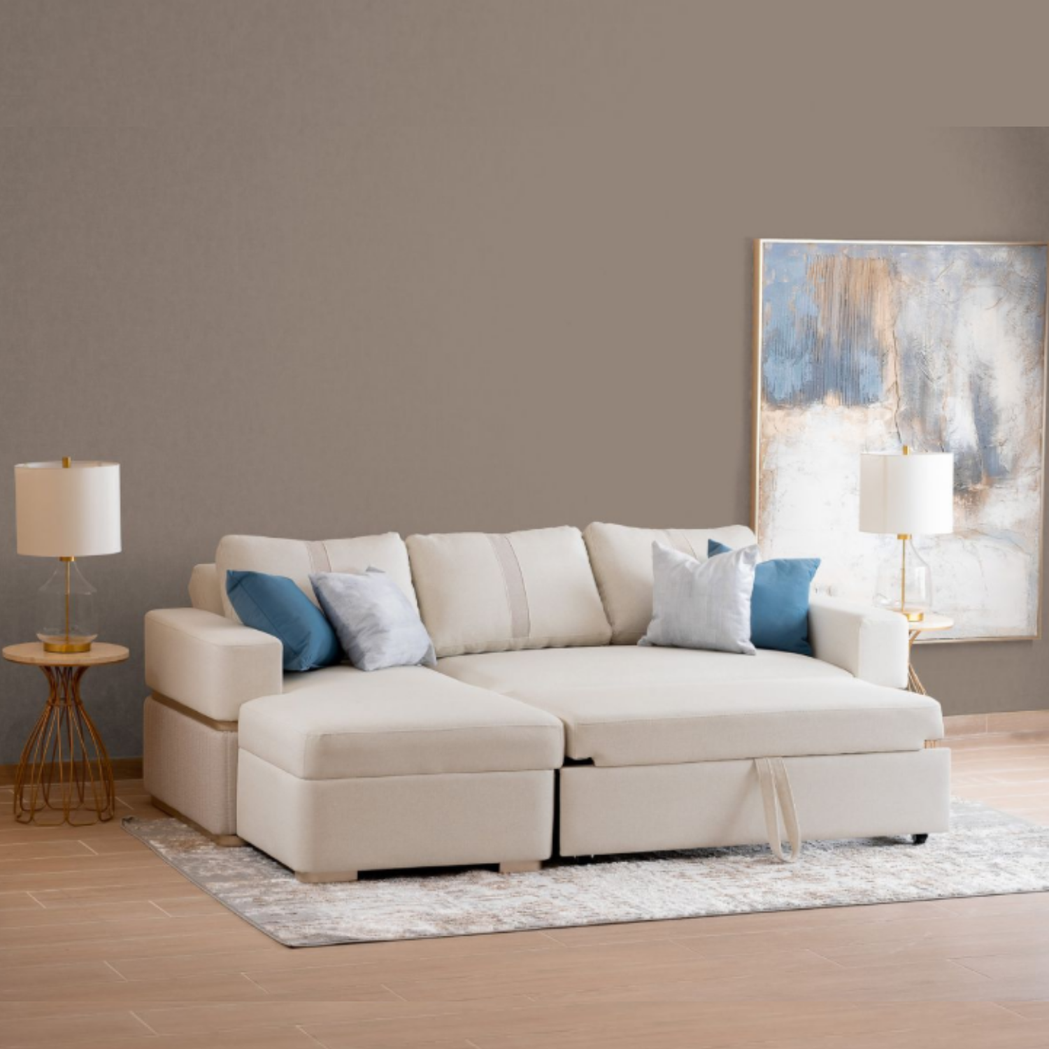 Sala Cama Dior Eurolino Blanco, Beige y Champaña Orientación Izquierda