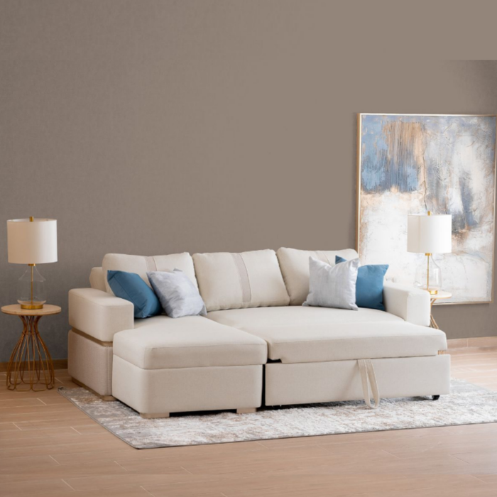 Sala Cama Dior Eurolino Blanco, Beige y Champaña Orientación Izquierda