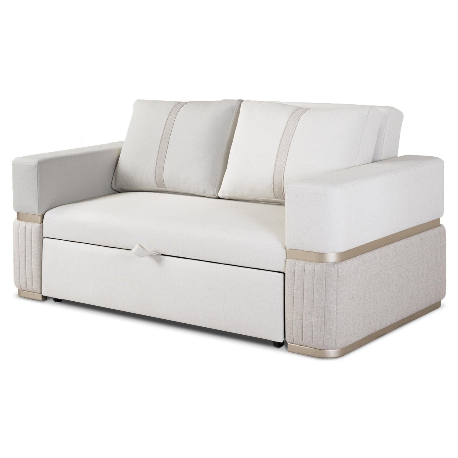 Sofá Cama Dior Eurolino Blanco, Beige y Champaña