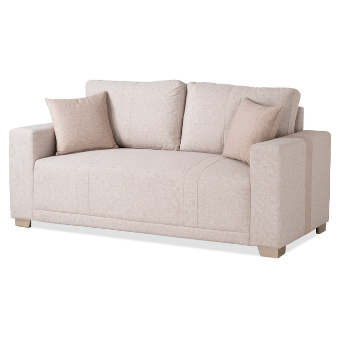 Sofá 3 Puestos Alcala Velvet Idilio Beige, Taupe y Champaña
