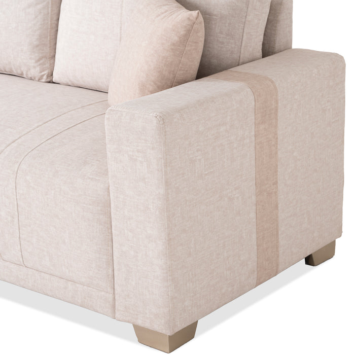 Sofá 3 Puestos Alcala Velvet Idilio Beige, Taupe y Champaña