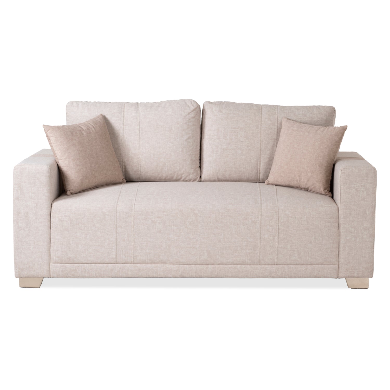 Sofá 3 Puestos Alcala Velvet Idilio Beige, Taupe y Champaña