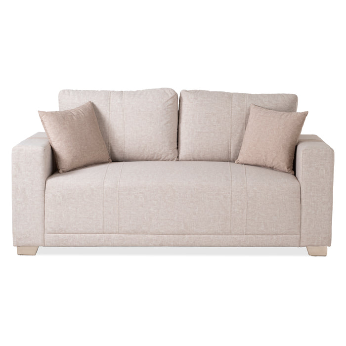 Sofá 3 Puestos Alcala Velvet Idilio Beige, Taupe y Champaña