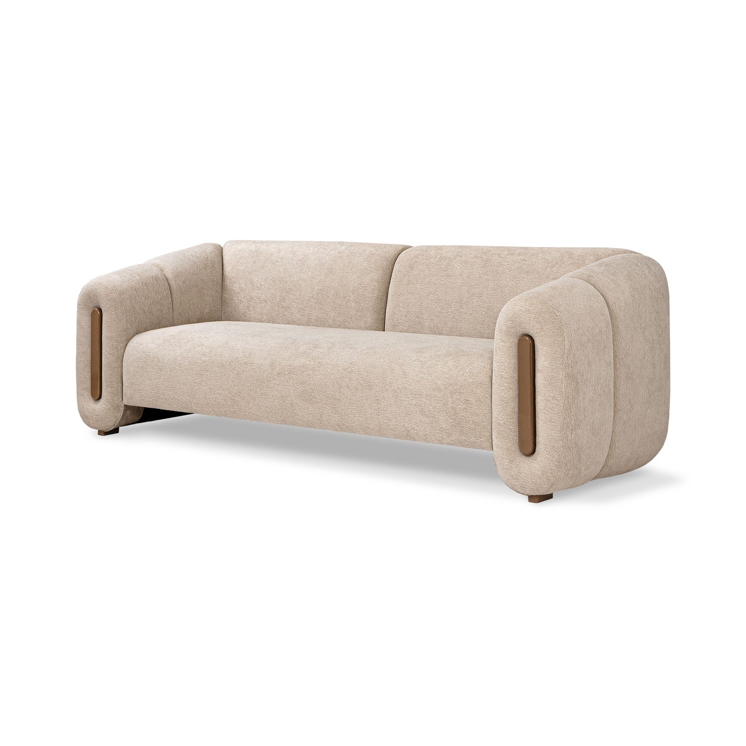 Sofá 3 Puestos Sienna Velvet Provenza Vainilla, Capuchino