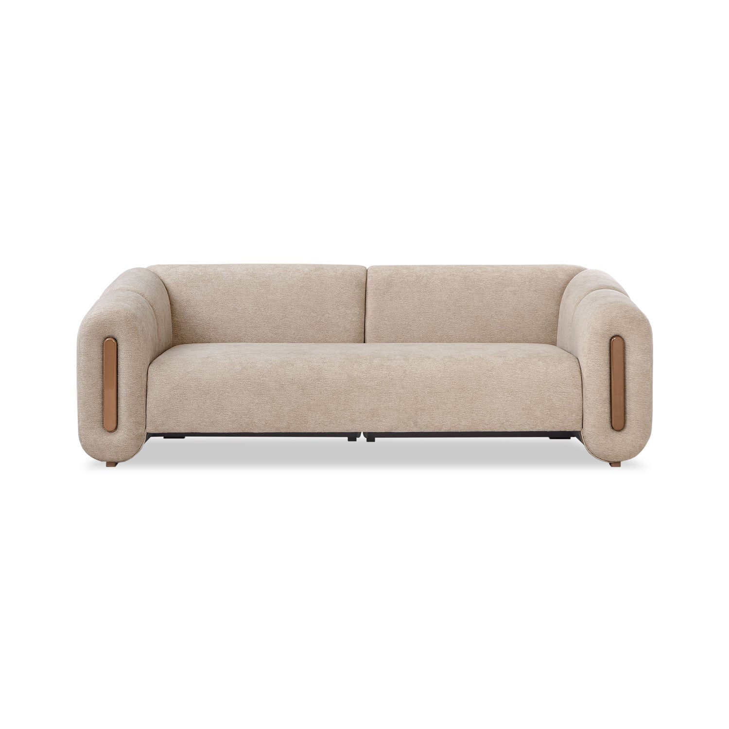 Sofá 3 Puestos Sienna Velvet Provenza Vainilla, Capuchino