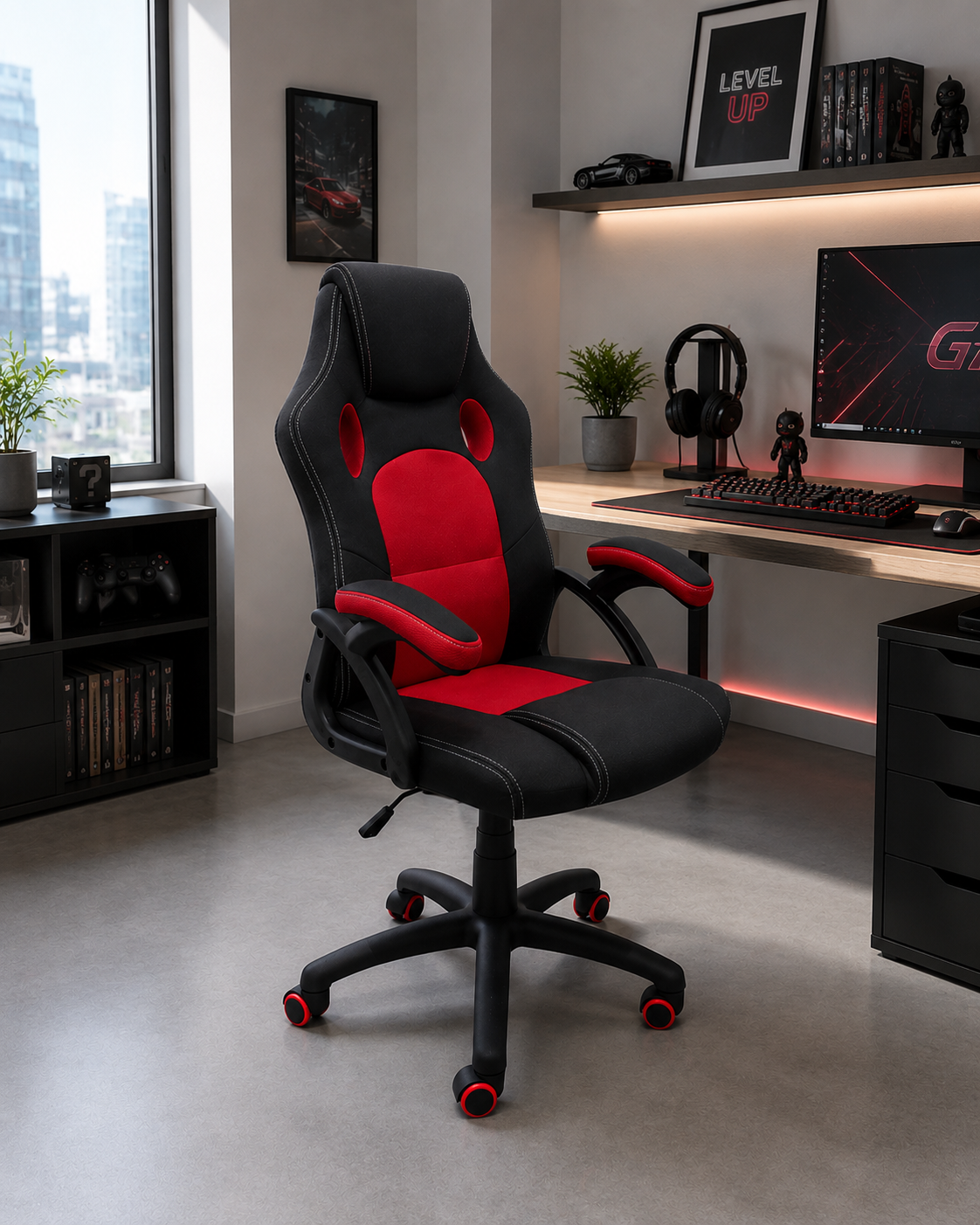 Silla Oficina Lenox Negro, Rojo