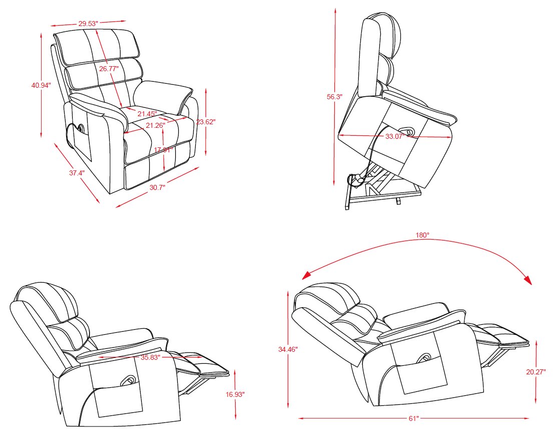 Sillón Reclinable Evan Pana Gris Eléctrico
