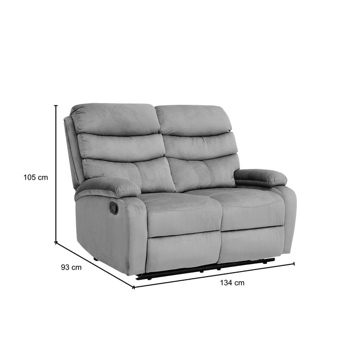 Sofá Reclinable 2 Puestos Foster Velvet Gris