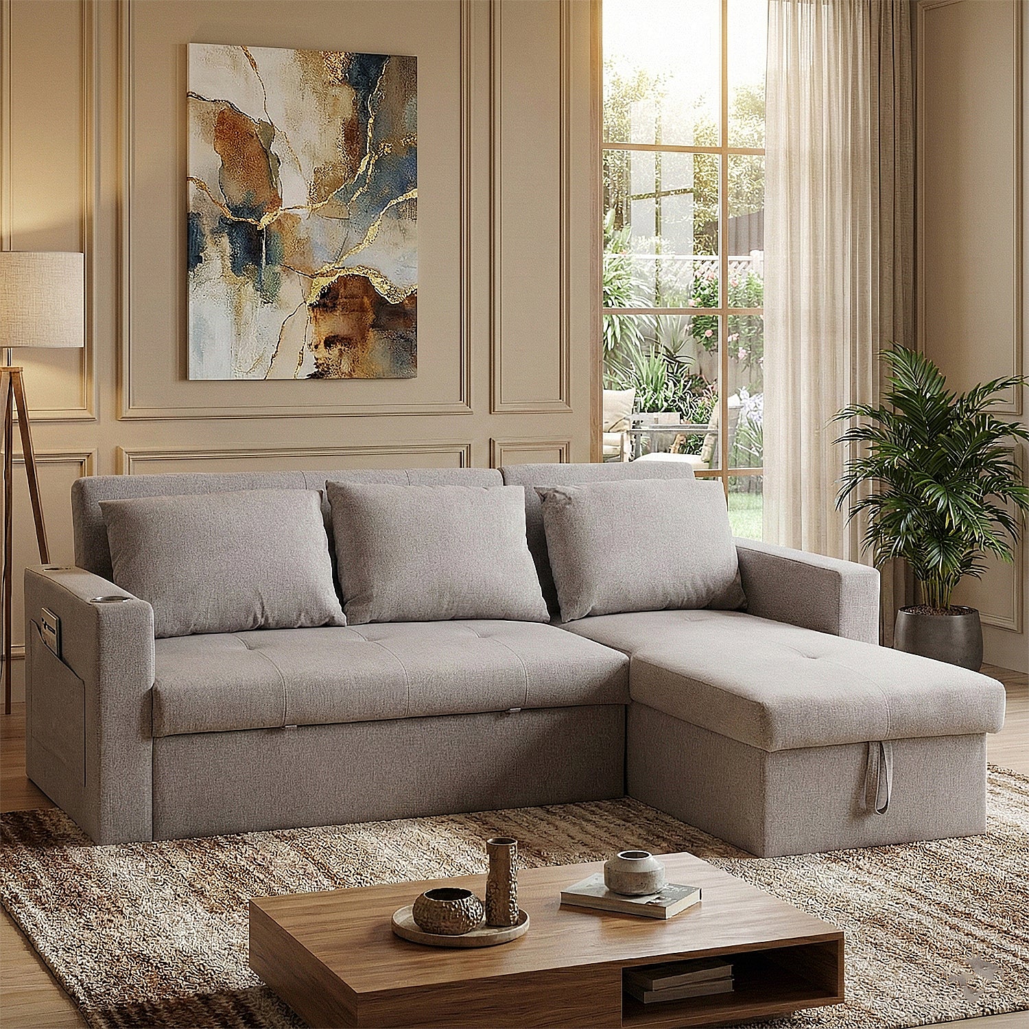 Sala Cama Zoe Lino Gris