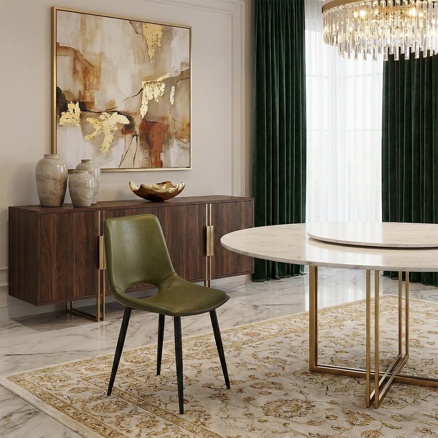 Silla Comedor Thomas Eurocuero Verde Oliva