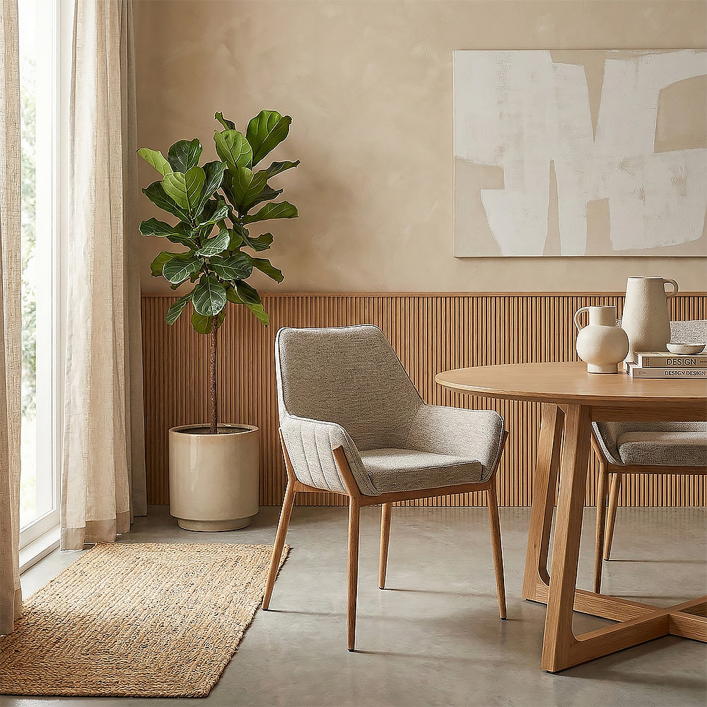Silla Comedor Ventury Microfibra Beige, Natural