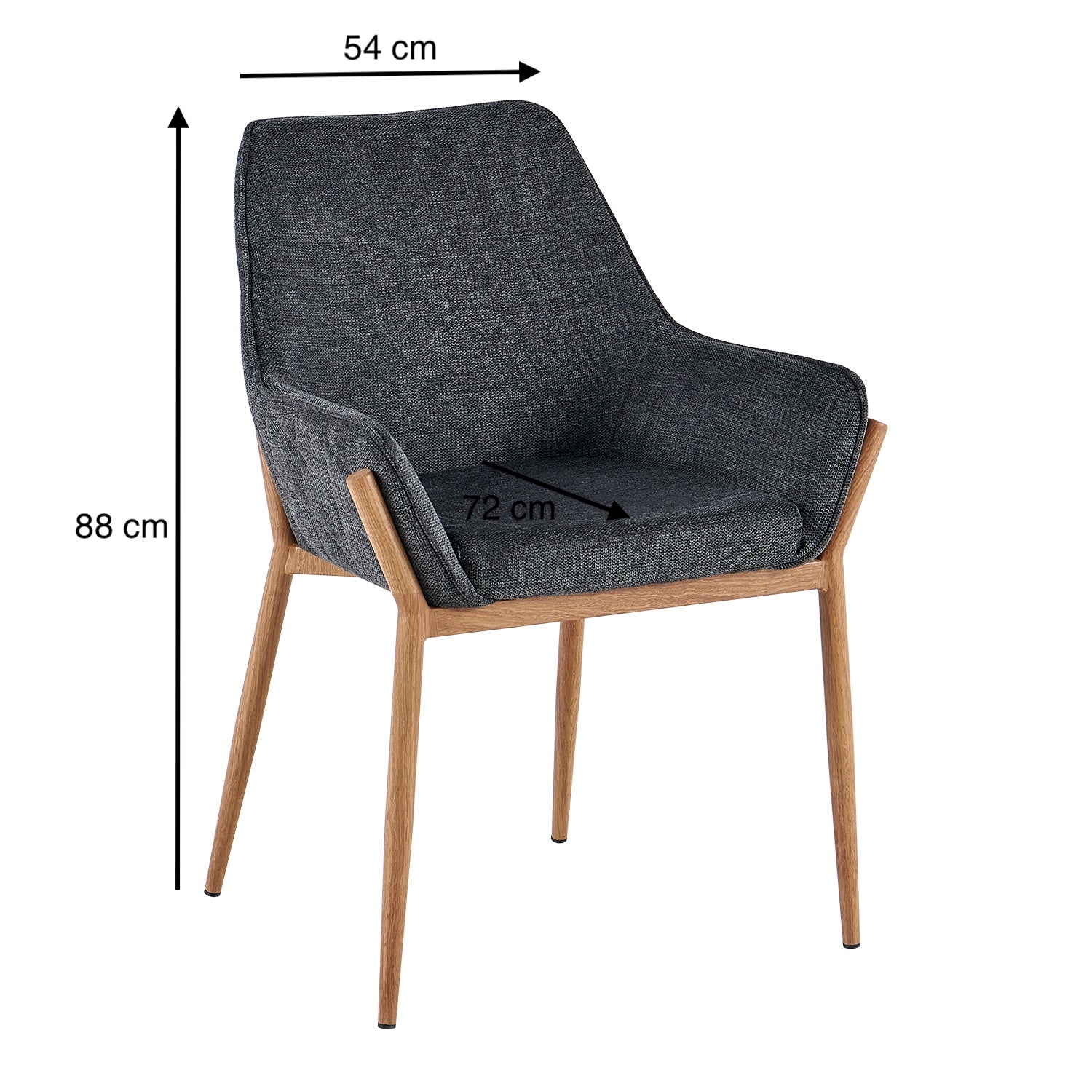 Silla Comedor Ventury Microfibra Plomo, Natural