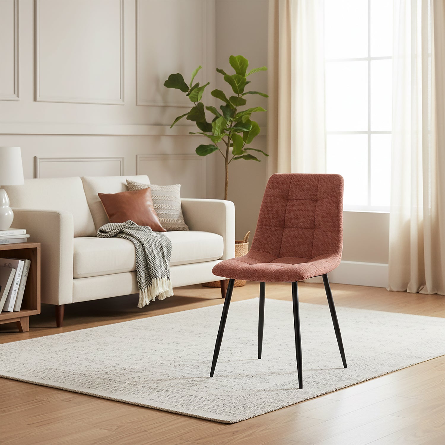 Silla Comedor Luciana Lino Rosa
