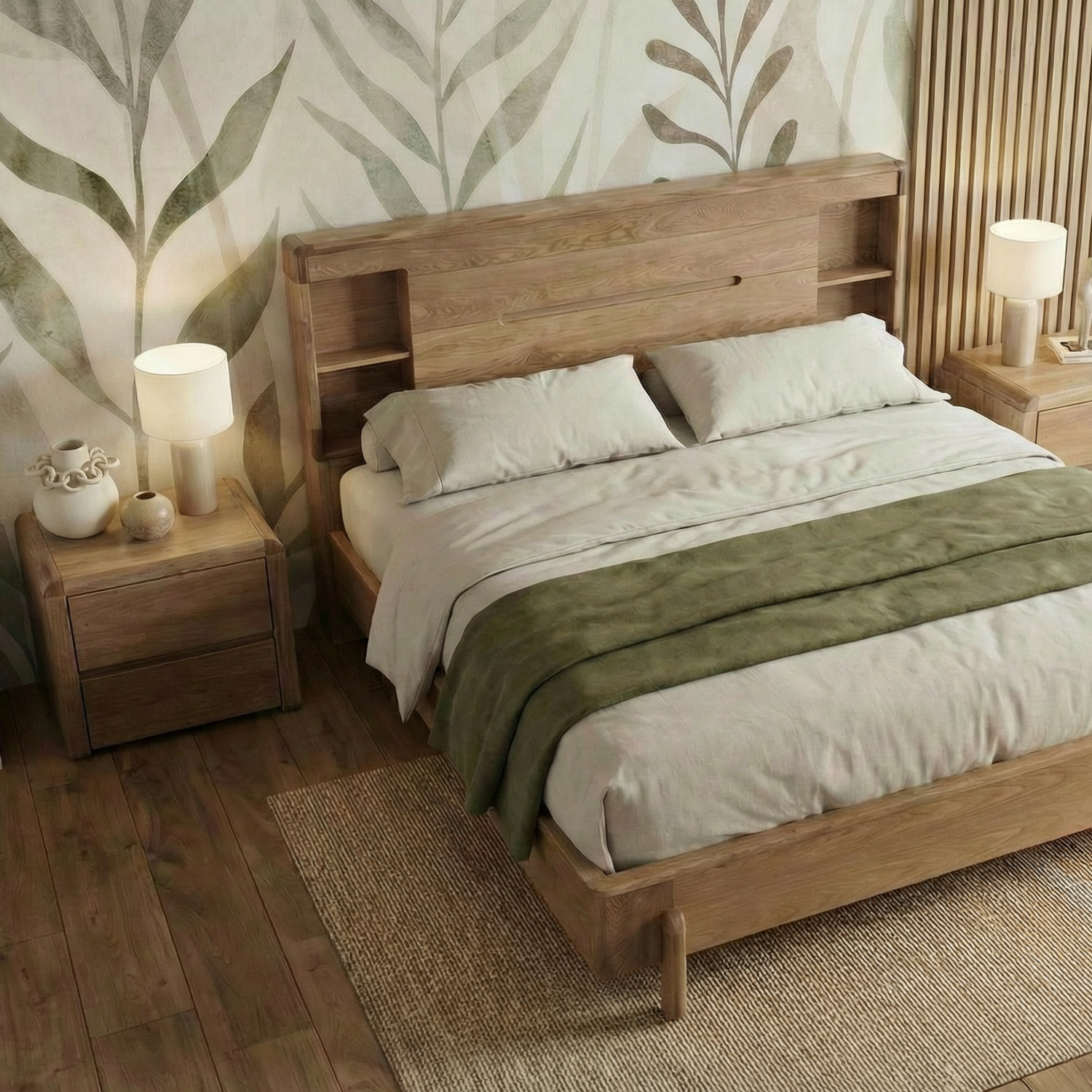Cama Queen Dublin Roble Natural