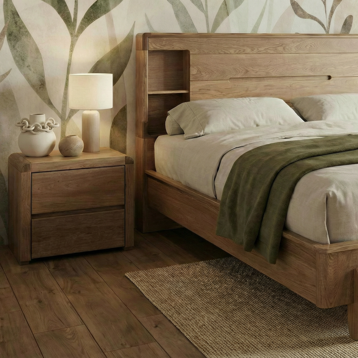 Cama Queen Dublin Roble Natural