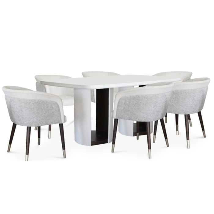 Comedor 6 Puestos Ginebra Lino York Home, Natural Oscuro
