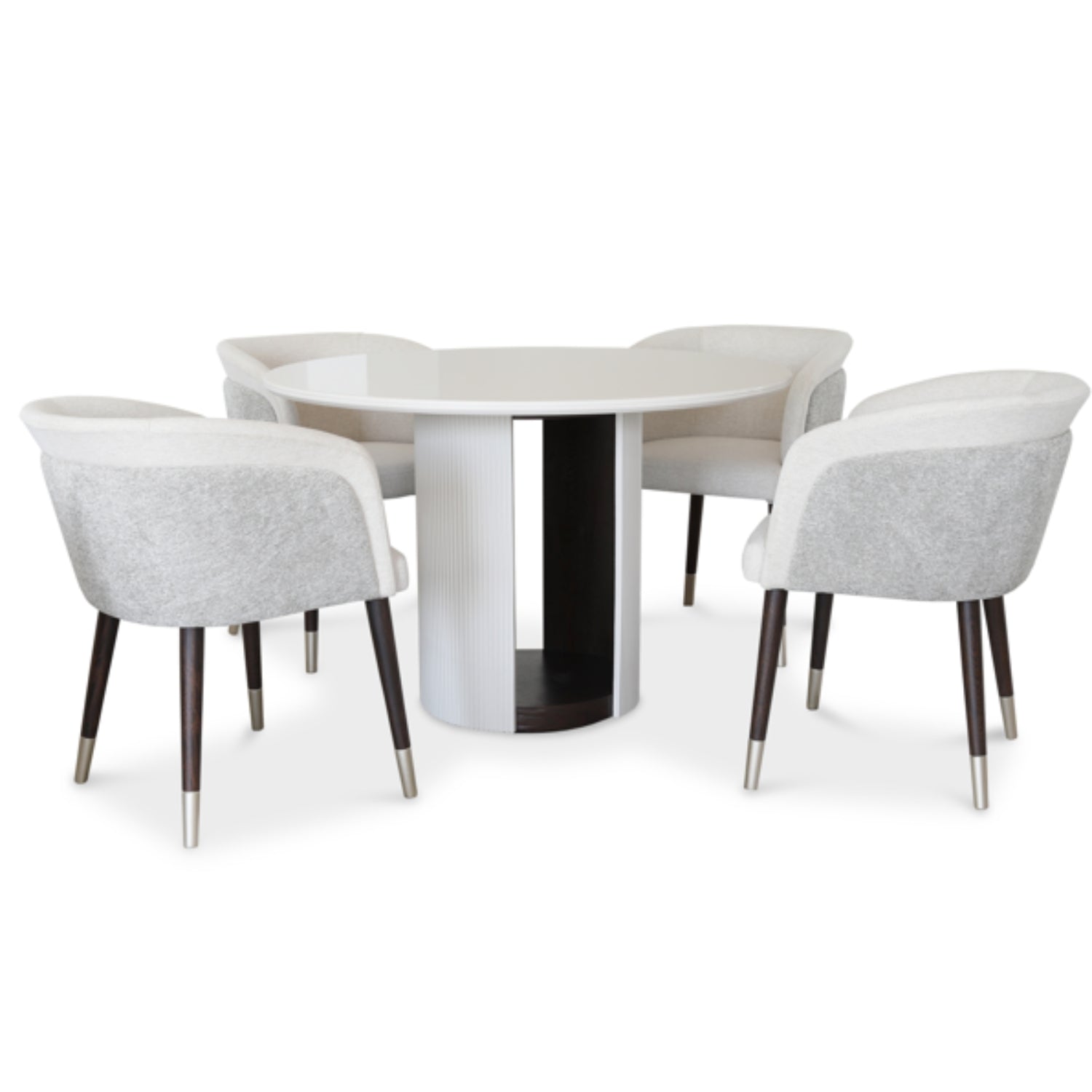Comedor 4 Puestos Ginebra Lino York Home Beige, Natural Oscuro