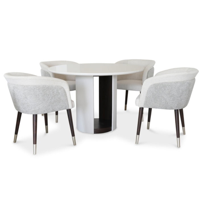 Comedor 4 Puestos Ginebra Lino York Home Beige, Natural Oscuro
