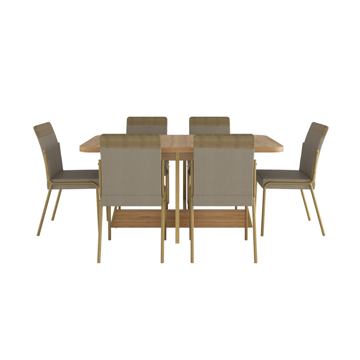 Comedor 6 Puestos Aliss Beige, Champaña Y Natural