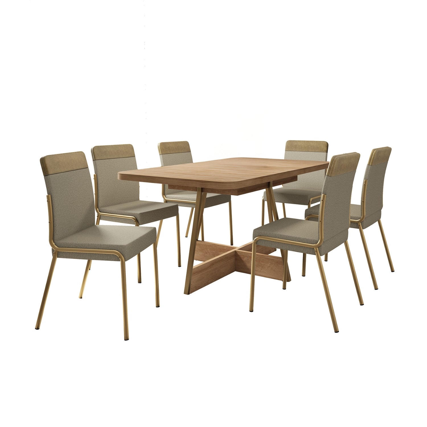 Comedor 6 Puestos Aliss Beige, Champaña Y Natural