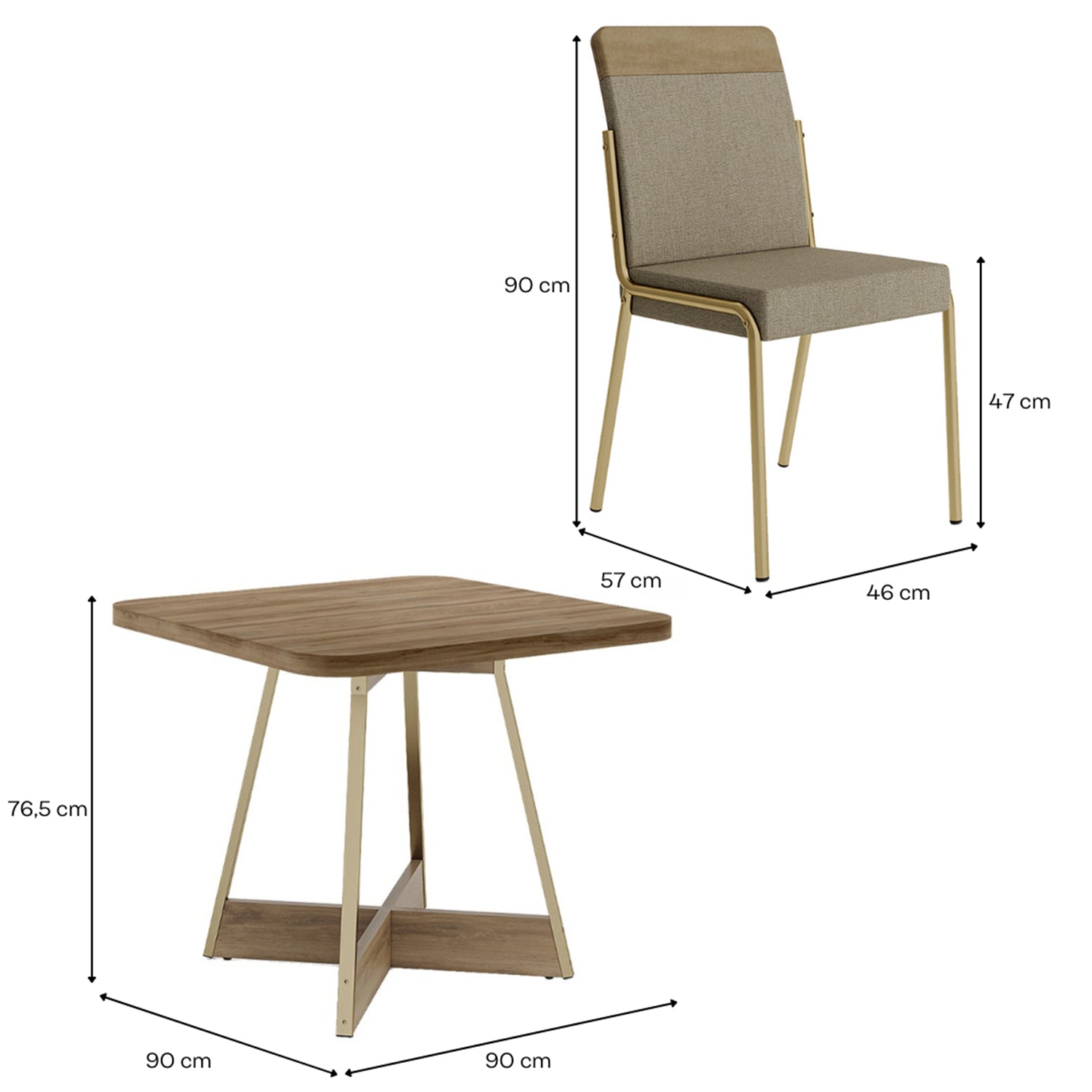 Comedor 4 Puestos Aliss Beige , Champaña Y Natural