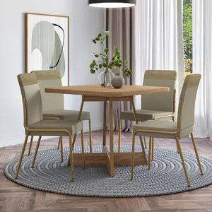 Comedor 4 Puestos Aliss Beige , Champaña Y Natural