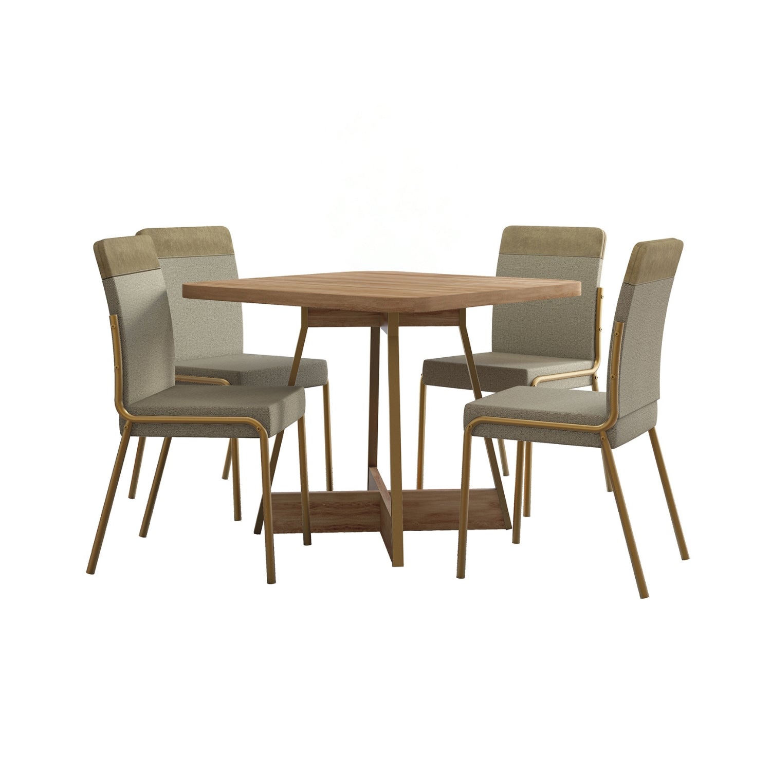 Comedor 4 Puestos Aliss Beige , Champaña Y Natural