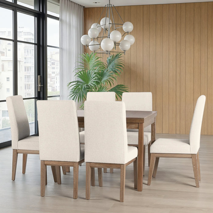 Comedor 6 Puestos Walcot Velvet Chalet Marfil, Natural 6Sillas