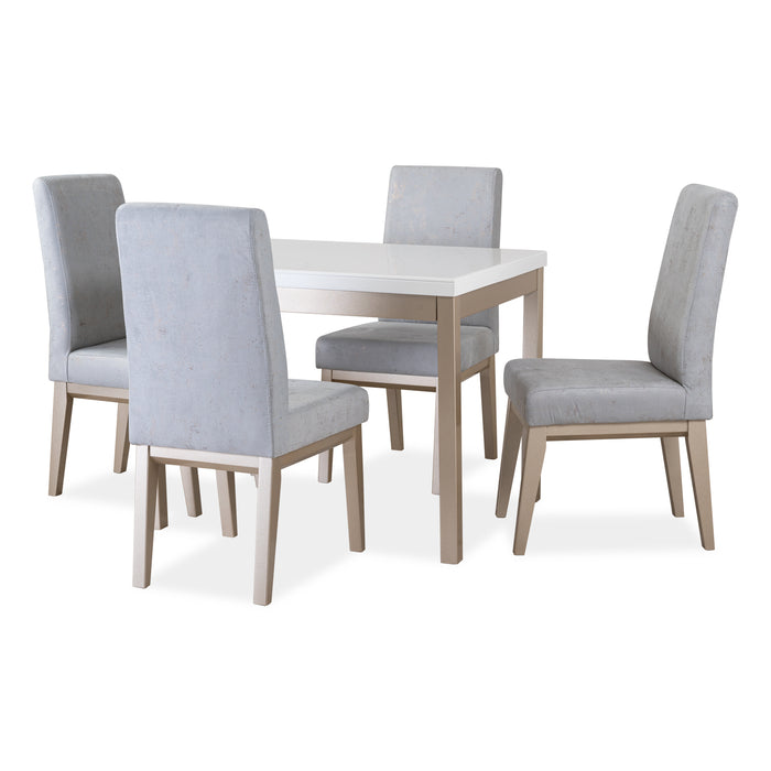Comedor 4 Puestos Walcot Velvet Mussi Gris, Champaña