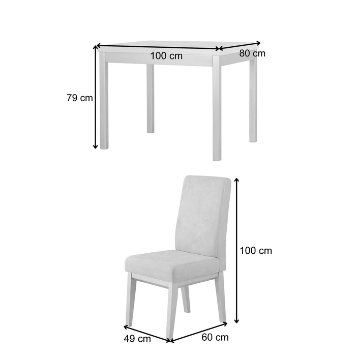 Comedor 4 Puestos Walcot Velvet Mussi Gris, Champaña