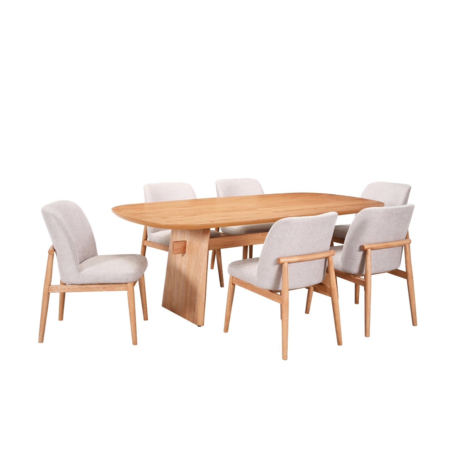 Comedor 6 Puestos Cameron Lino Gris Natural