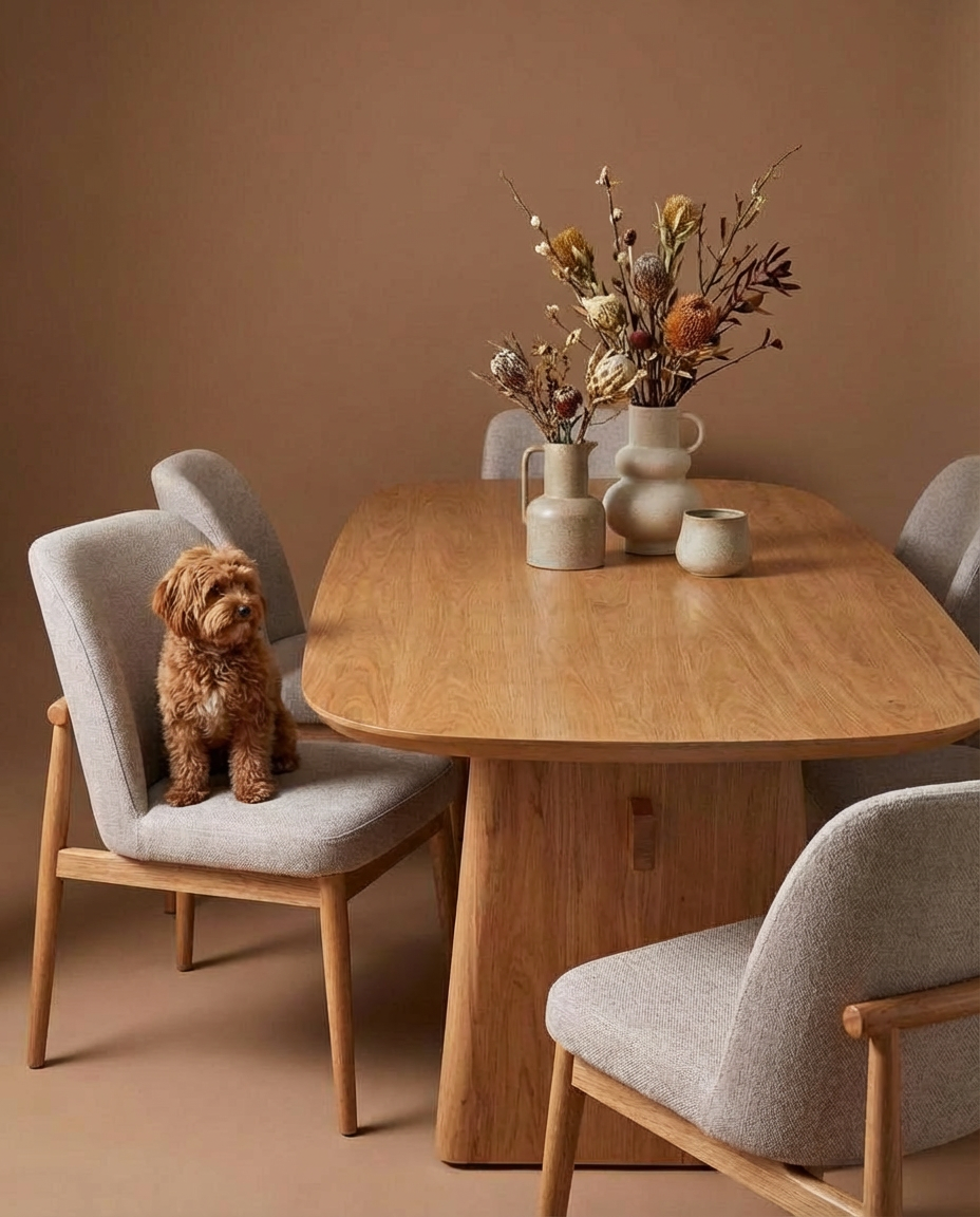 Comedor 6 Puestos Cameron Lino Gris Natural