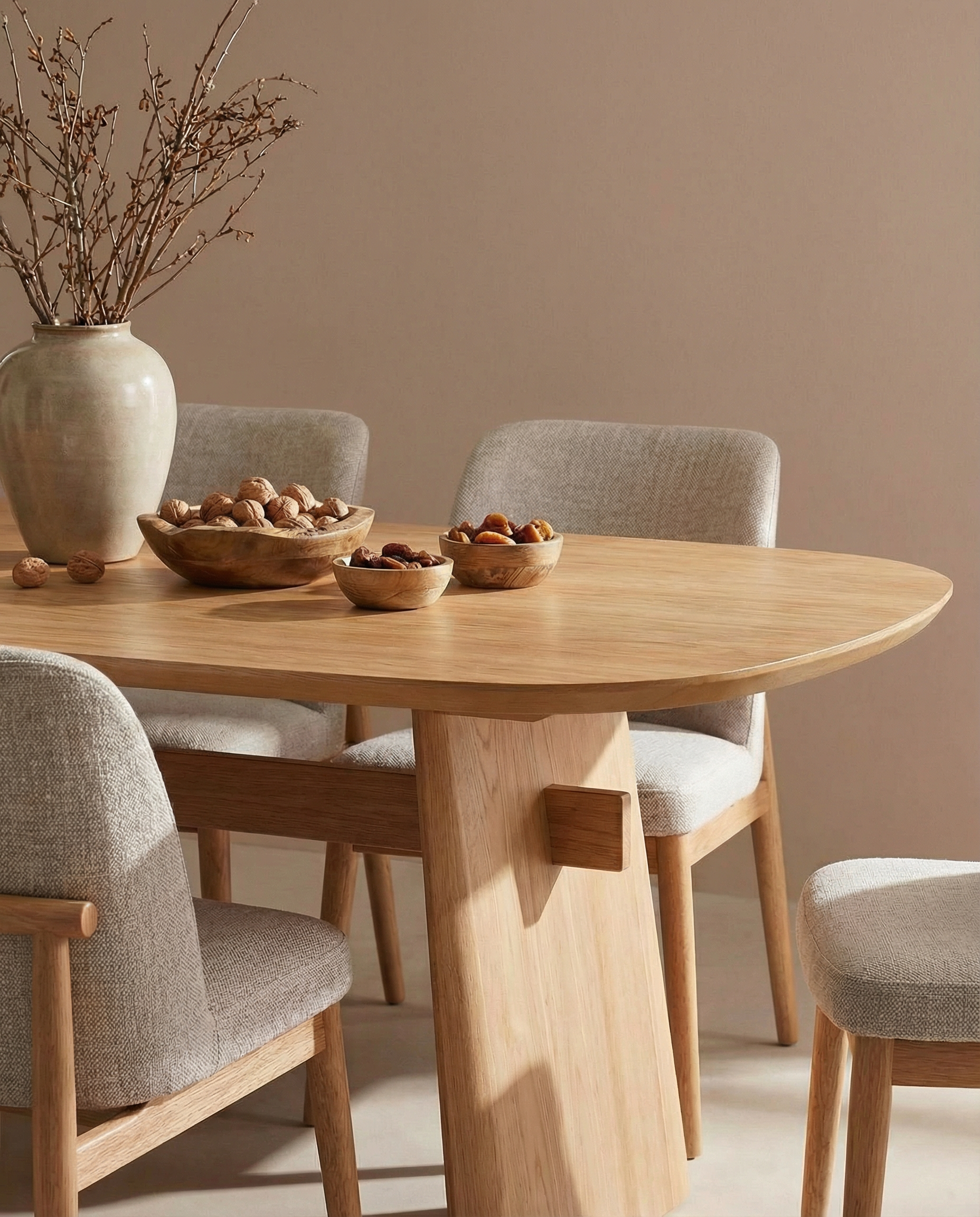 Comedor 6 Puestos Cameron Lino Gris Natural