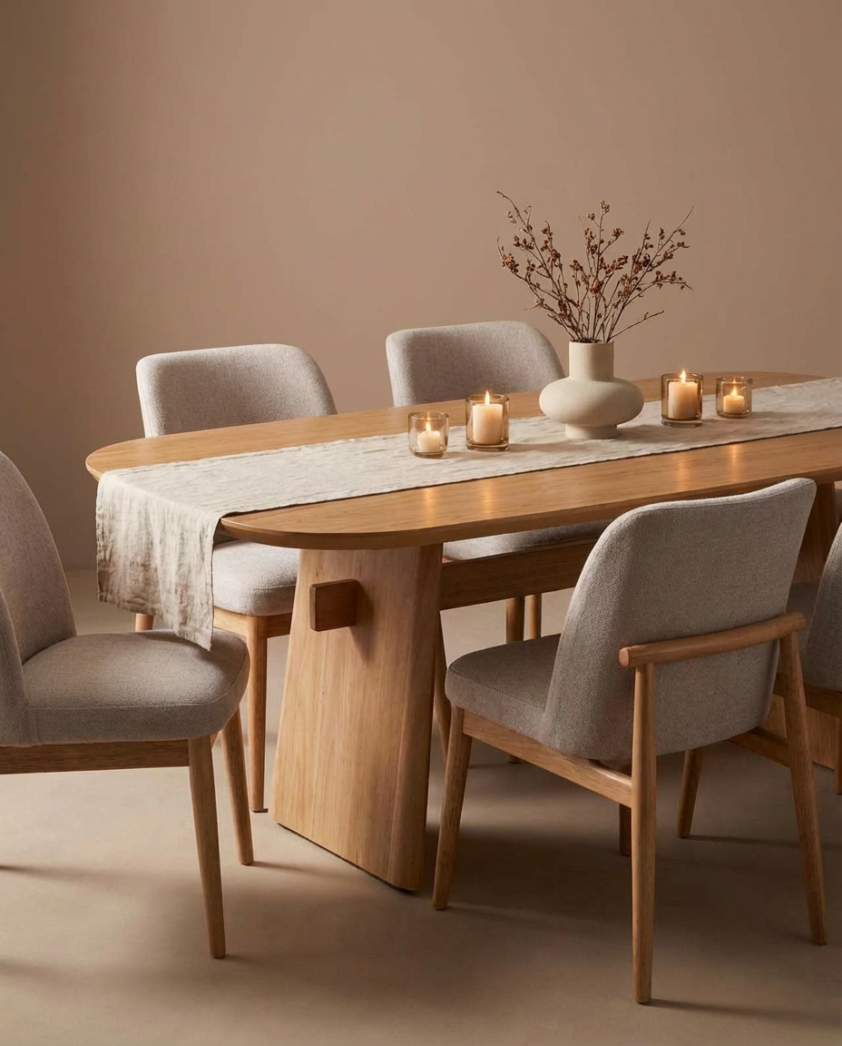 Comedor 6 Puestos Cameron Lino Gris Natural
