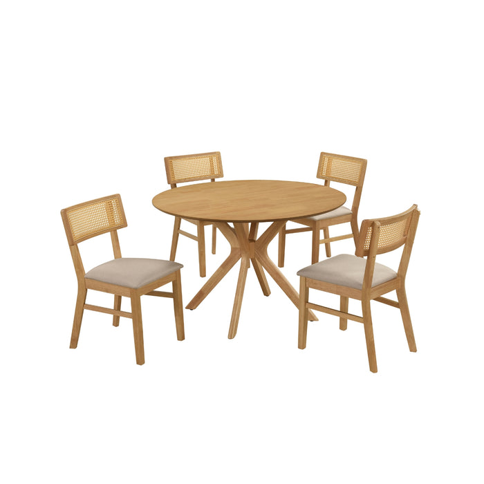 Comedor 4 Puestos Domus Lino Beige, Natural