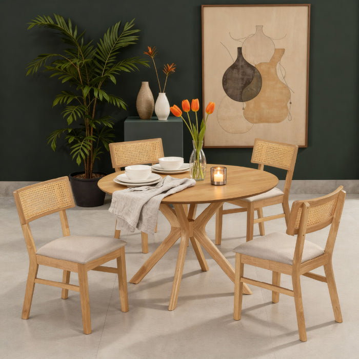 Comedor 4 Puestos Domus Lino Beige, Natural