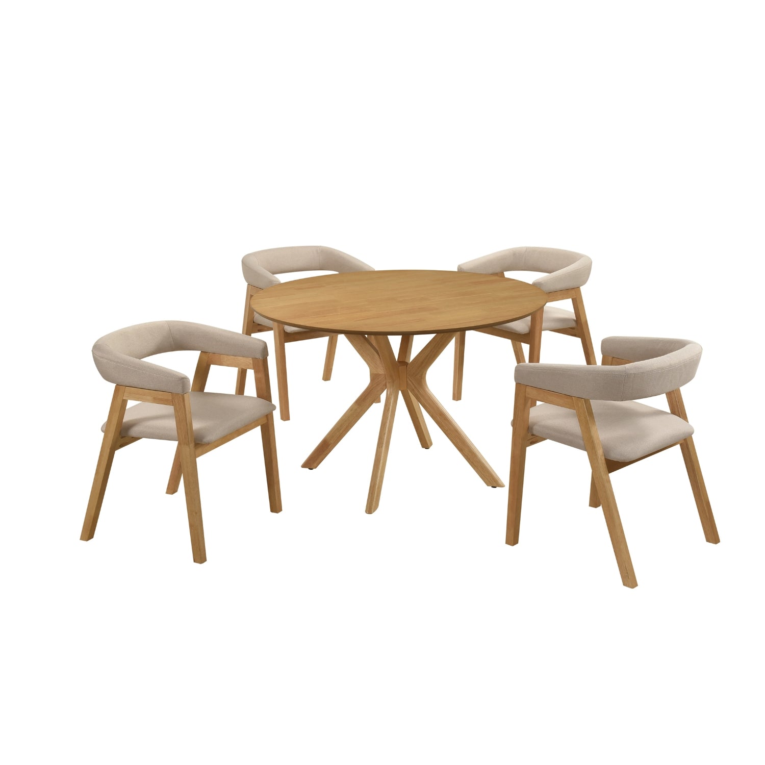 Comedor 4 Puestos Toronto Lino Mocca, Natural
