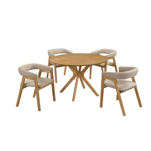 Comedor 4 Puestos Toronto Lino Mocca, Natural