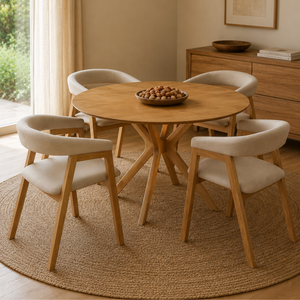 Comedor 4 Puestos Toronto Lino Mocca, Natural