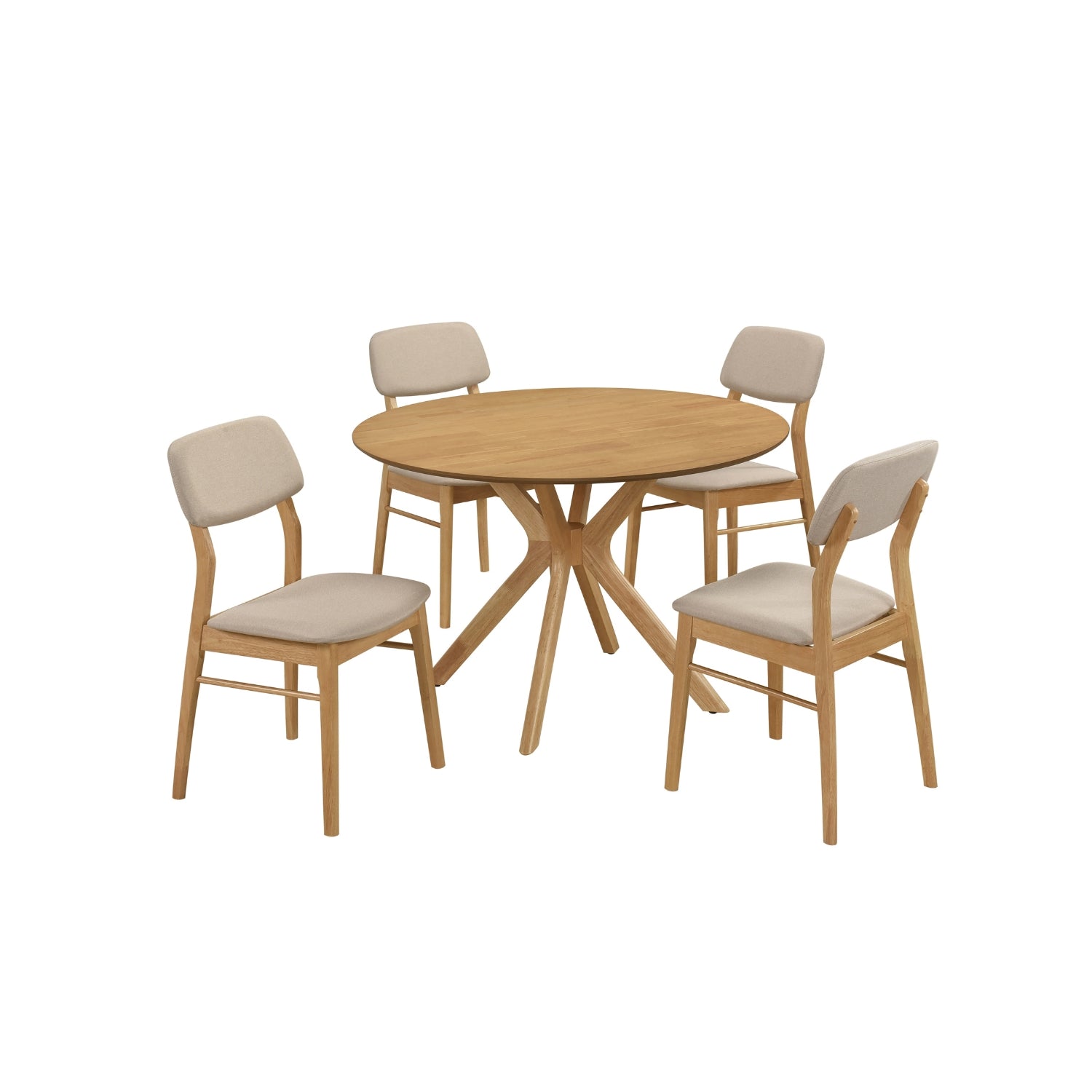 Comedor 4 Puestos Gales Lino Beige, Natural Circular